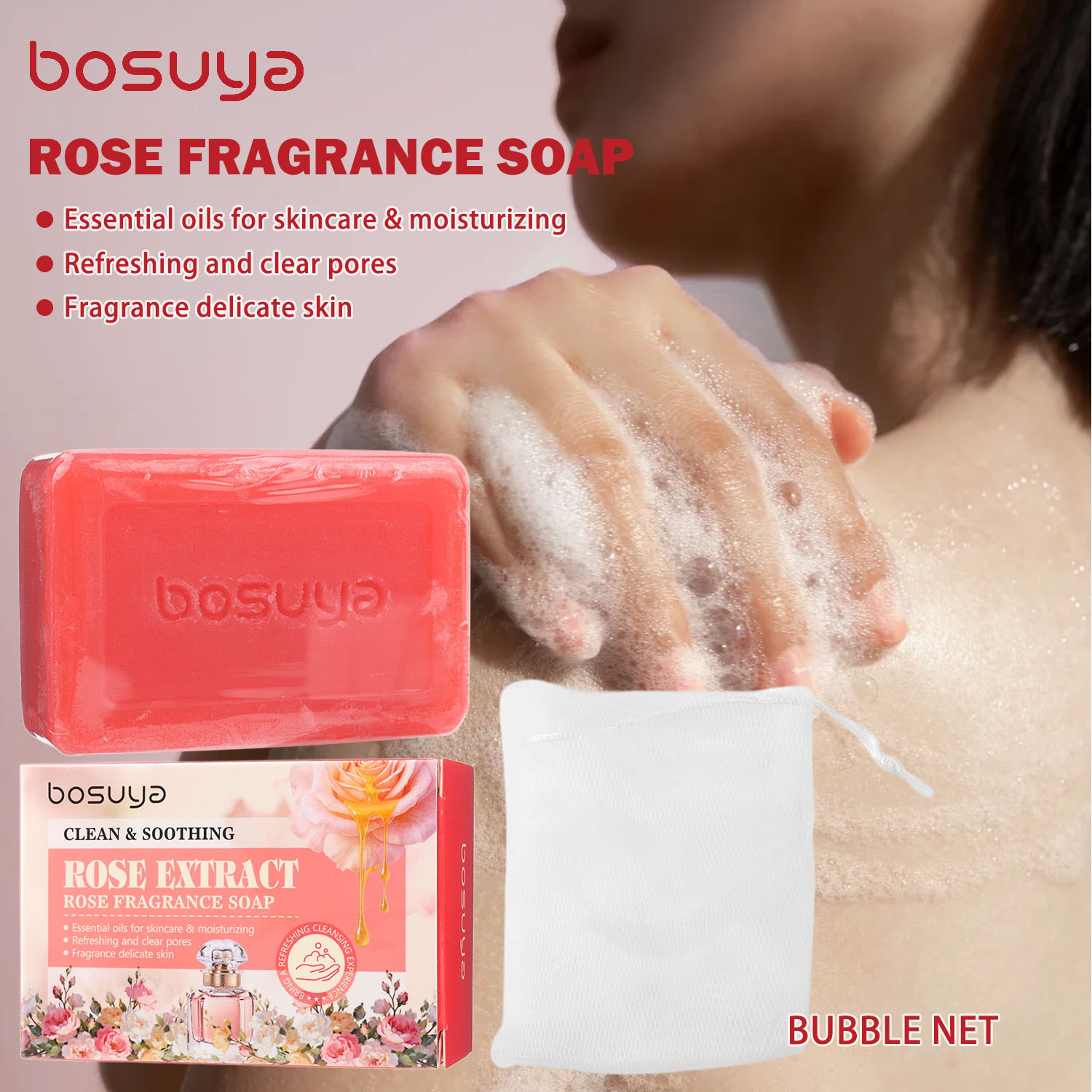 Rose soap, body and back clean - Essential Oil Soap ulasan dan harga